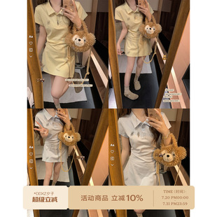 裙正肩修身 DDXZ夕子小马刺绣polo领套装 显瘦韩系百搭休闲上衣半裙