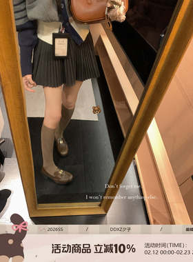 DDXZ夕子 韩系短裙秋冬毛呢百褶裙小个子短款a字半裙蝴蝶结半身裙