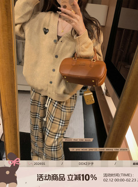 DDXZ夕子 韩系V领爱心设计感毛衣外套复古慵懒宽松学院风针织开衫