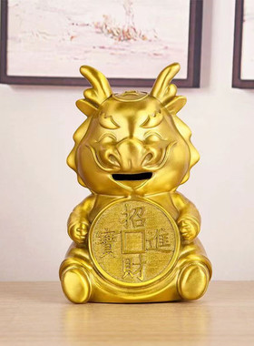 Y040B网红6寸金龙存钱罐招财进宝+10起储蓄纸币硬币儿童成人可取