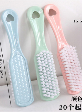 Q078B素色去污鞋刷子+10起小鞋油家用洗鞋洗衣服板刷硬毛清洁塑料