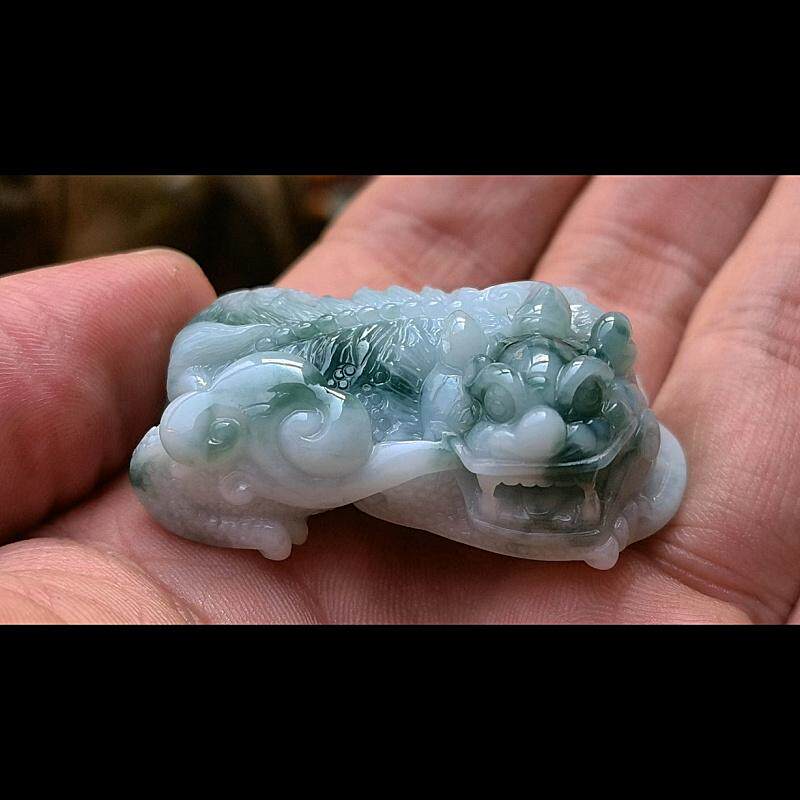 3574翡翠貔貅吊坠飘花男女冰糯种高端玉石霸王挂件天然A货阴阳眼