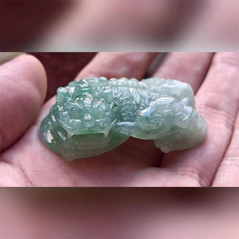 6610翡翠貔貅吊坠男女冰糯种高端玉石器霸王皮丘挂件天然A货