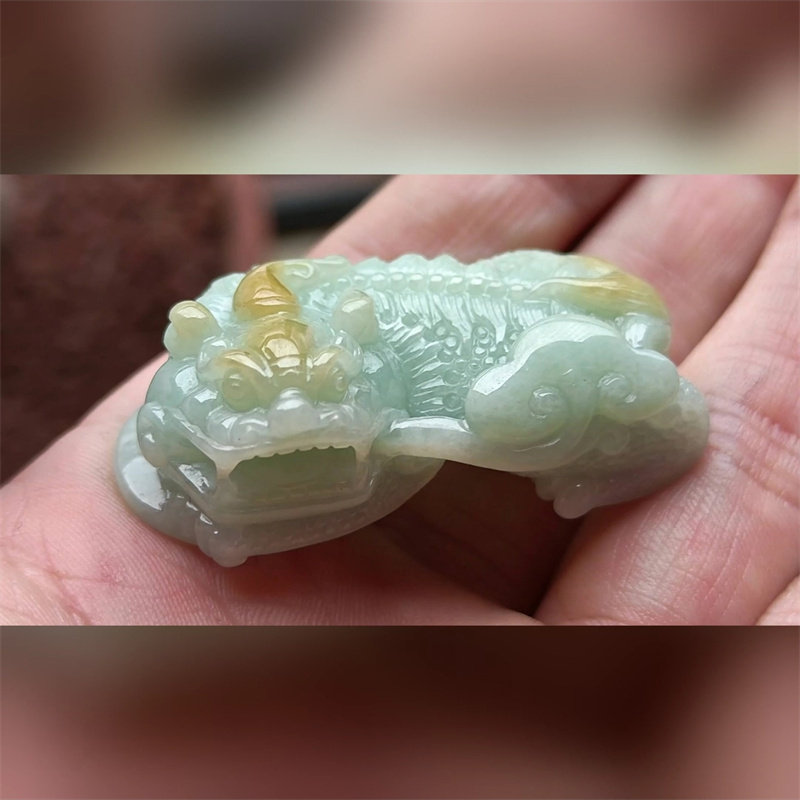 3039翡翠貔貅吊坠男女冰糯种高端玉石器霸王皮丘挂件天然A货