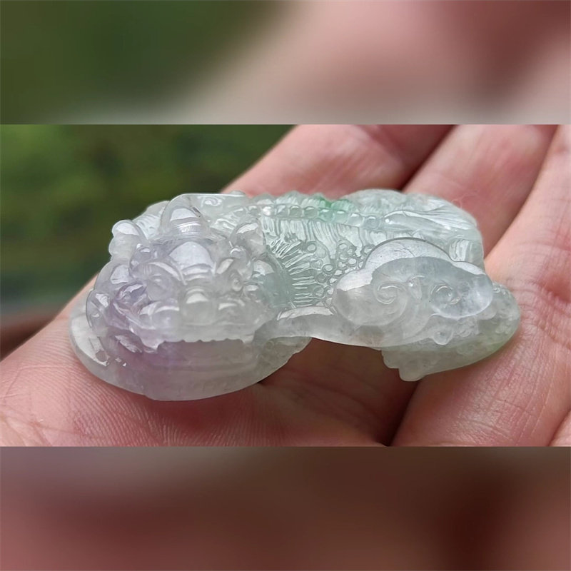 6043翡翠貔貅吊坠男女冰糯种高端玉石器霸王皮丘挂件天然A货