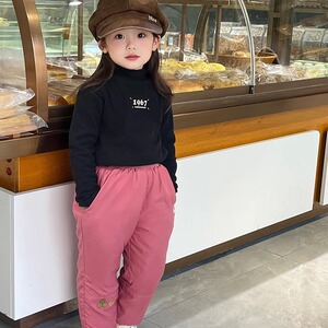 反季新款儿童羽绒裤中大童字母休闲零下30度白鸭绒裤子男女童厚款