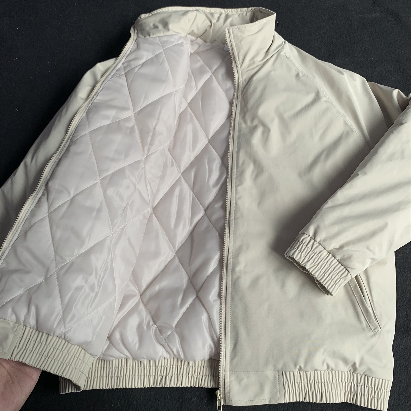 潮牌白色棉服女秋冬季立领棉衣短款夹克男宽松薄棉情侣款外套上衣