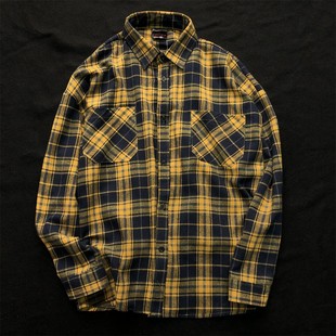 美式 男女上衣慵懒风穿搭情侣衬衣宽松外套 复古风vintage格子衬衫