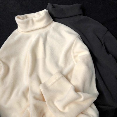 摇粒绒保暖衣男冬季上衣内搭款情侣百搭加绒卫衣美式高领打底衫女