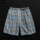 夏季 沙滩裤 美式 男士 2026新款 休闲宽松薄款 高街蓝色格子短裤 家居裤