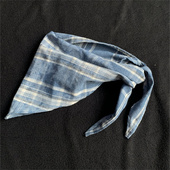 超好看百搭配饰三角巾围巾蓝白拼色撞色格子领巾男女手巾围脖腰巾