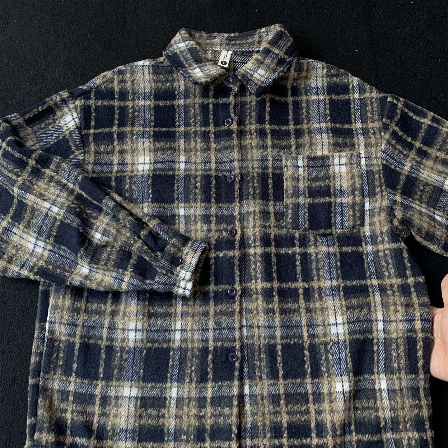 厚实磨毛格子衬衫男秋季宽松情侣上衣休闲翻领长袖格纹衬衣外套女