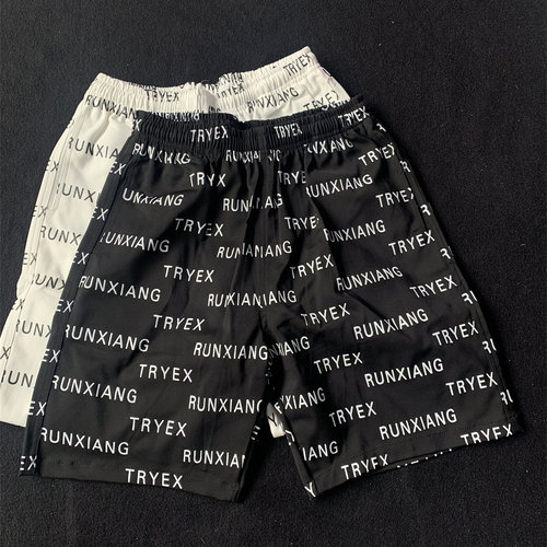 TRYEX印花字母休闲短裤男潮流街头宽松运动五分裤女夏季直筒裤子