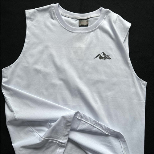 夏季时尚百搭纯棉背心男宽松潮牌休闲印花坎肩无袖汗衫白色T恤女