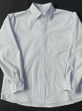 日系格子长袖衬衫男2026休闲打底青年气质白色衬衣女时尚翻领上衣