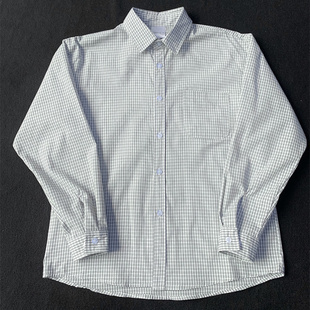 日系格子长袖衬衫男2026休闲打底青年气质白色衬衣女时尚翻领上衣
