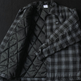 2026新款格子衬衫式棉服男秋冬季薄款夹棉休闲夹克上衣翻领外套女