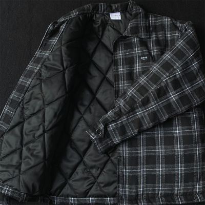 2026新款格子衬衫式棉服男秋春季薄款夹棉休闲夹克上衣翻领外套女