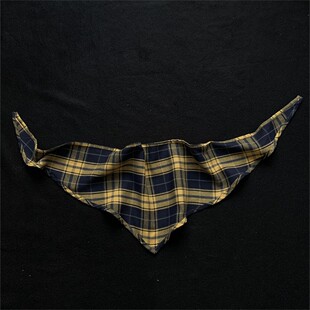 美式复古三角巾挂饰装饰男一片式叠穿配饰格子裤链女蓝黄格布腰带
