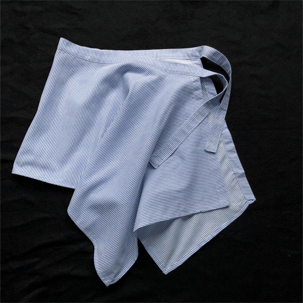 都市新时髦清爽蓝白条纹屁帘男女下摆男竖条纹衬衫叠穿打底神器女