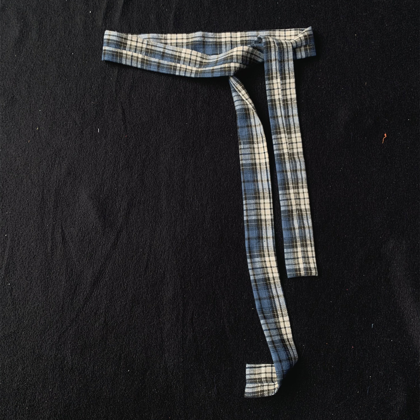 潮流百搭装饰格子布腰带男女简约休闲蓝色格纹绑带式拼色腰带青年