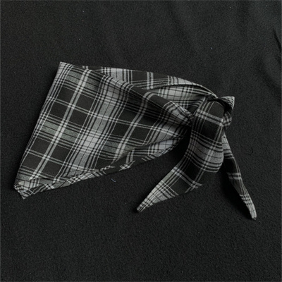 秋季户外潮牌穿搭黑白撞色大格子三角巾围巾领巾男女同款手巾腰巾