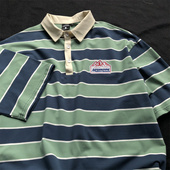 男士 t恤夏季 宽松休闲上衣男t 蓝色绿色条纹短袖 日系复古潮流polo衫