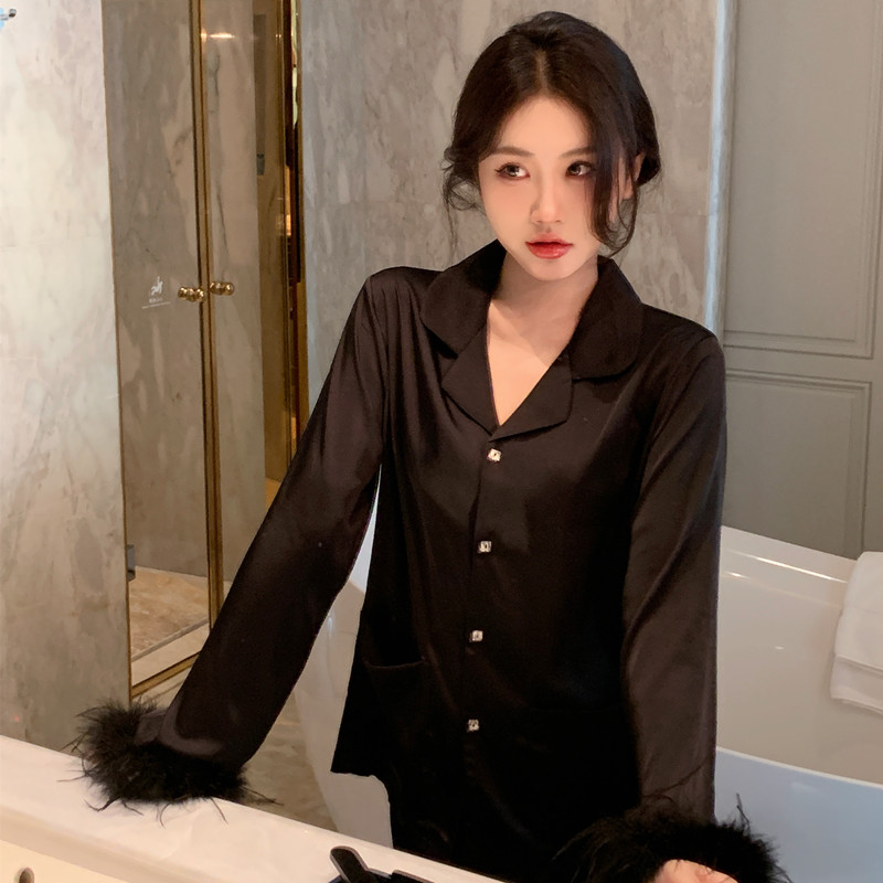 气质风女春秋丝质羽毛家居服