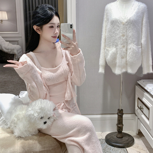 欧若拉睡衣女【时尚甜妹】秋冬纯欲少女保暖软绵绵三件套可外穿