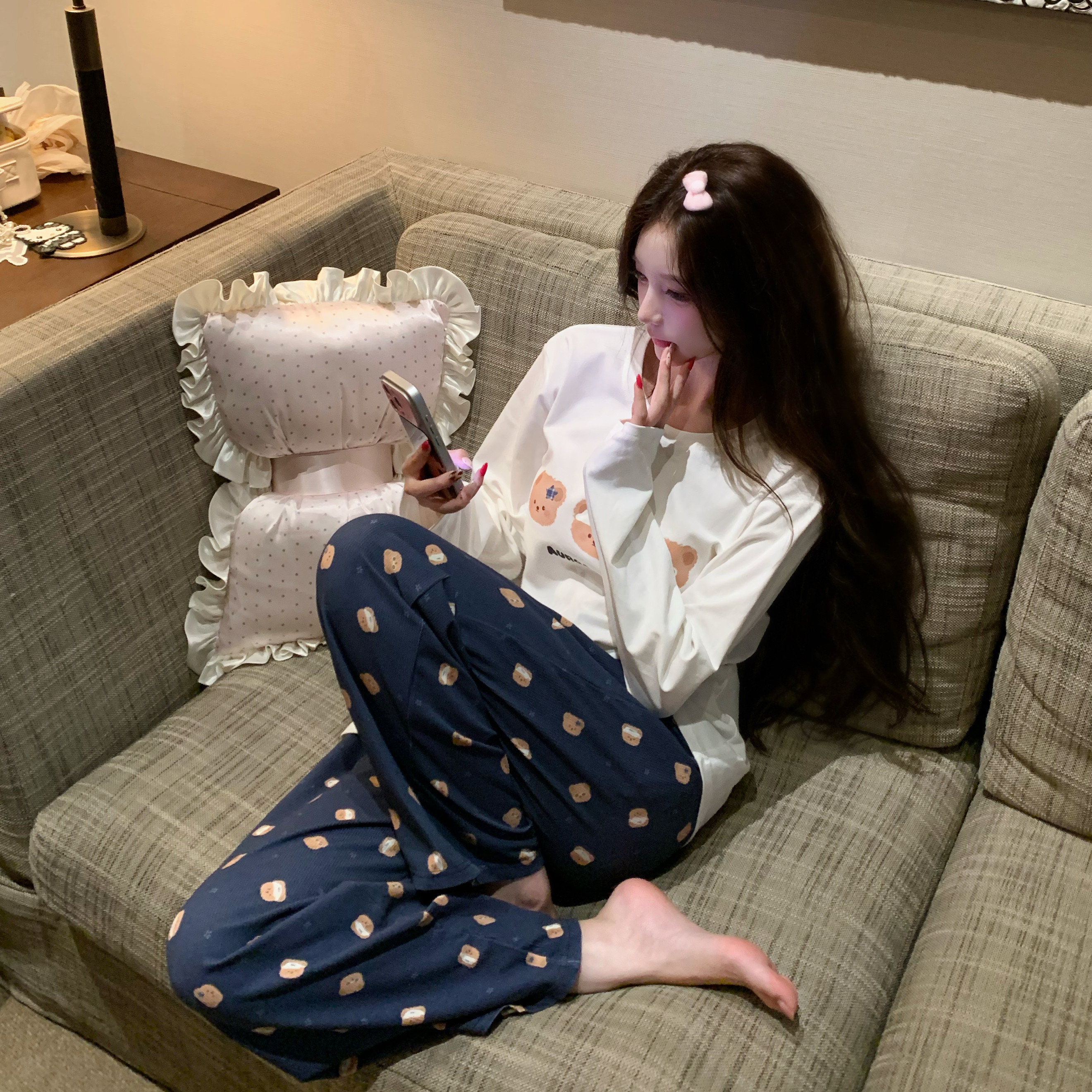 欧若拉经典可爱小熊可外穿家居服