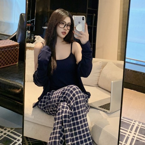 赵露思同款女莫代尔带胸垫家居服