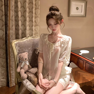 欧若拉睡衣女【软杏恬点】夏精致莱赛尔韩系少女心短袖短裤家居服