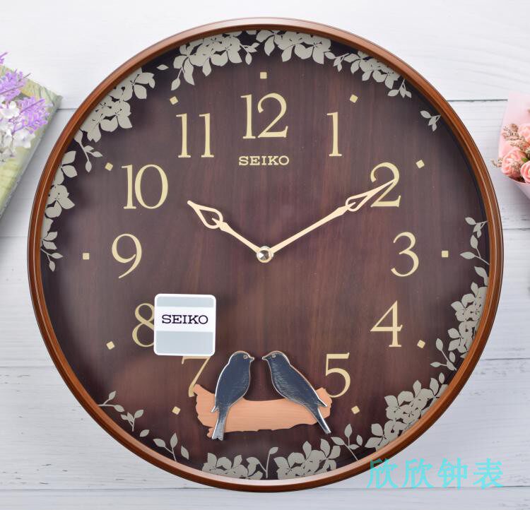 正品seiko日本精工钟表 小鸟摆动13英寸个性静音儿童挂钟