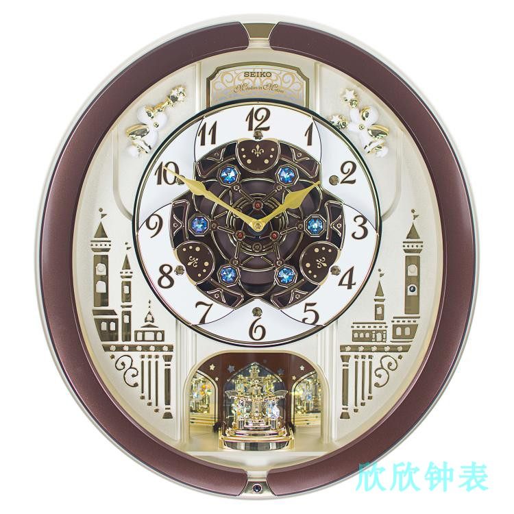 SEIKO日本精工钟表艺术欧式客厅魔幻旋转音乐报时大挂钟