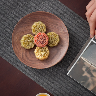 原彩品茶点盘中式点心托盘胡桃木简约水果盘零食坚果收纳盘小茶碟