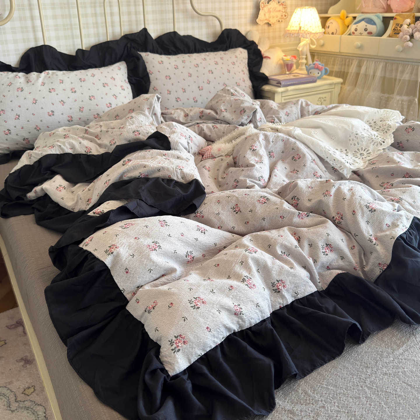 2026新款法式花边全棉床上四件套床裙式床笠纯棉公主风床单三件套