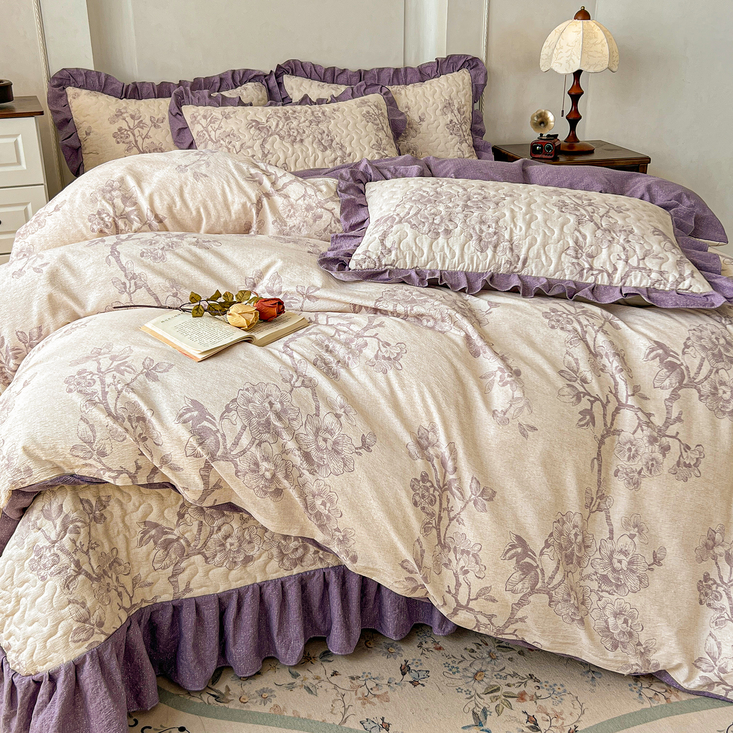 2025新款法式复古夹棉床盖纯棉