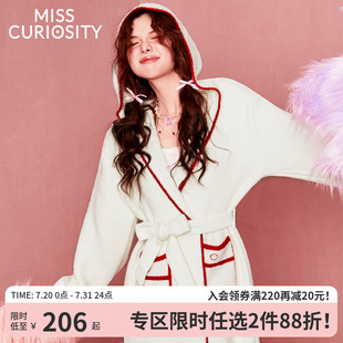 加厚加绒外穿家居服浴袍 好奇蜜斯半边绒珊瑚绒睡衣秋冬睡袍女长款