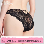 夏 女纯棉抗菌裆性感镂空黑比基尼低腰三角裤 3条98元 蕾丝性感内裤