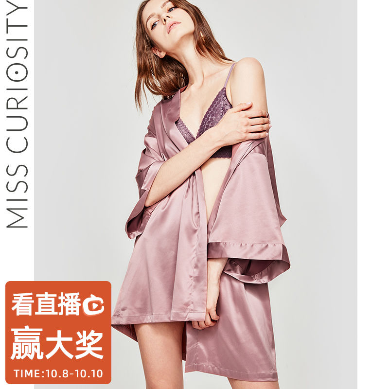 10-18新券好奇蜜斯性感睡袍夏红色伴娘晨袍