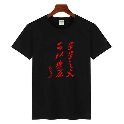 80年代星星之火可以燎原文字创意趣味短袖T恤男女纯棉宽松衣服夏