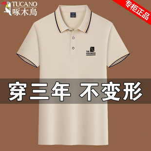 宽松大码 啄木鸟凉感冰丝夏季 高档翻领polo衫 短袖 休闲上衣T t恤男士