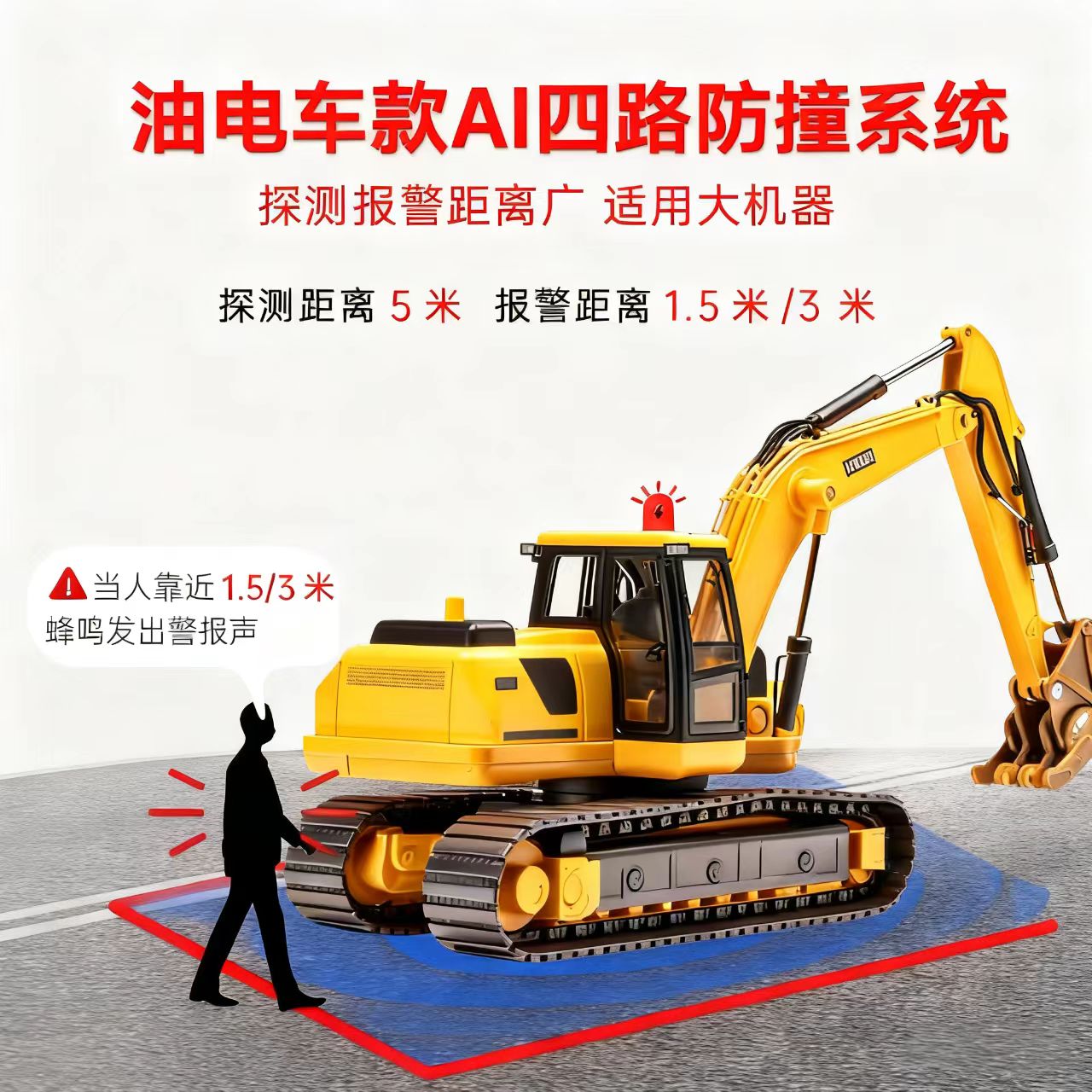 叉车铲车挖机AI四路倒车雷达影像