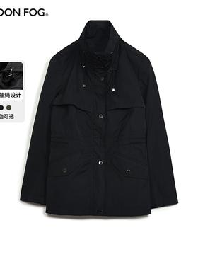 伦敦雾立领夹克女秋冬新款户外百搭休闲抽绳收腰短款拉链外套上衣