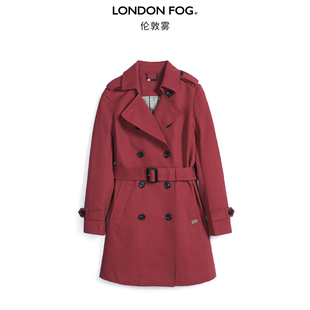 伦敦雾秋季新款英伦风女士中长款双排扣风衣款外套商务修身大衣女