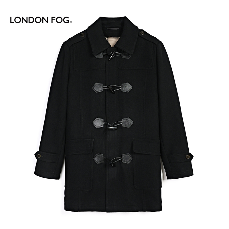 【100%羊毛】伦敦雾黑色中长款毛呢大衣男士商务休闲冬季新款外套