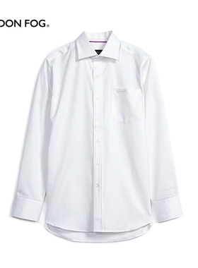 伦敦雾秋季男士白色长袖衬衫舒适休闲商务合身百搭职业青年衬衣男