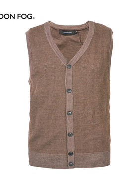 伦敦雾商务休闲秋冬新款100纯羊毛开衫背心男坎肩厚款V领针织马甲