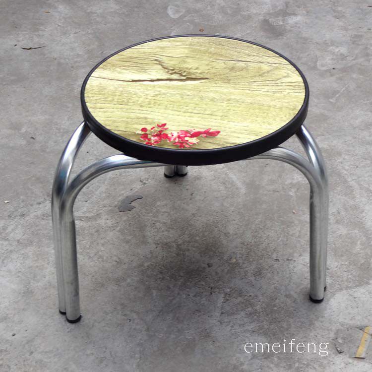 金属圆凳三腿矮凳钢管小凳带防滑红色雕花家用木面凳矮凳小圆凳