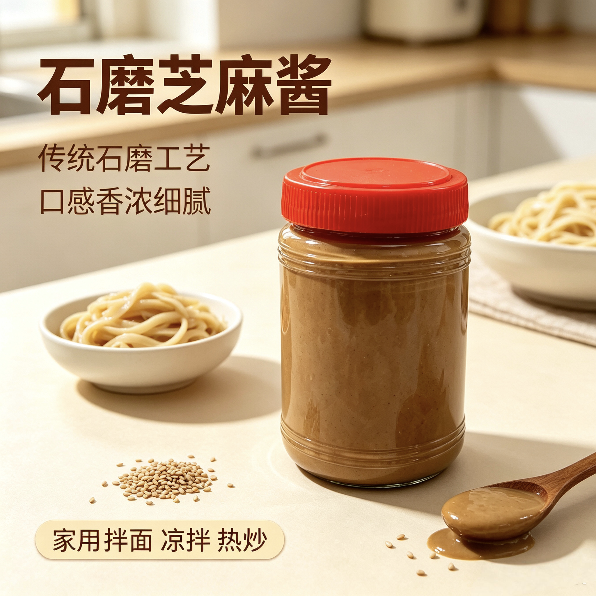 河南特产石磨芝麻酱正宗纯正无添加纯芝麻家用火锅蘸料图片